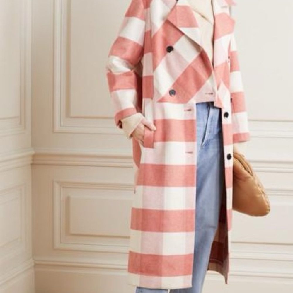 Munthe Double-breasted checked brushed-felt coat